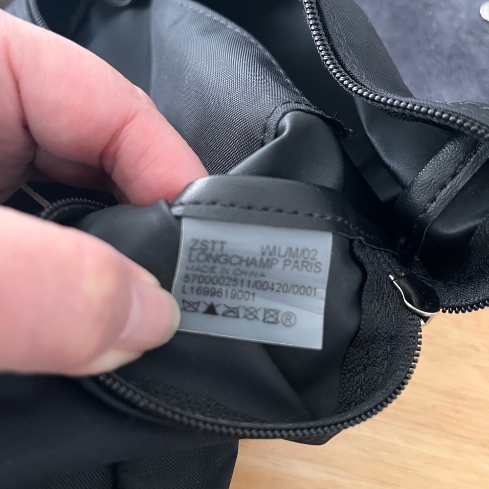 Longchamp Le Pliage Black Backpack with Black Leather Trim - Picture 9 of 11